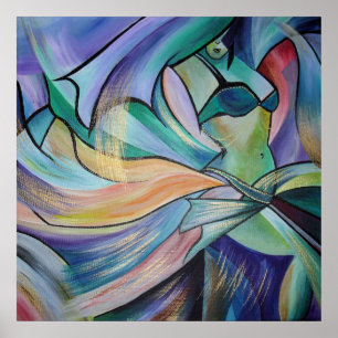 Bauchtänzer aus dem Nahen Osten mit Pastelschleier Poster