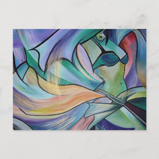 Bauchtänzer aus dem Nahen Osten mit Pastelschleier Postkarte (Vorderseite)