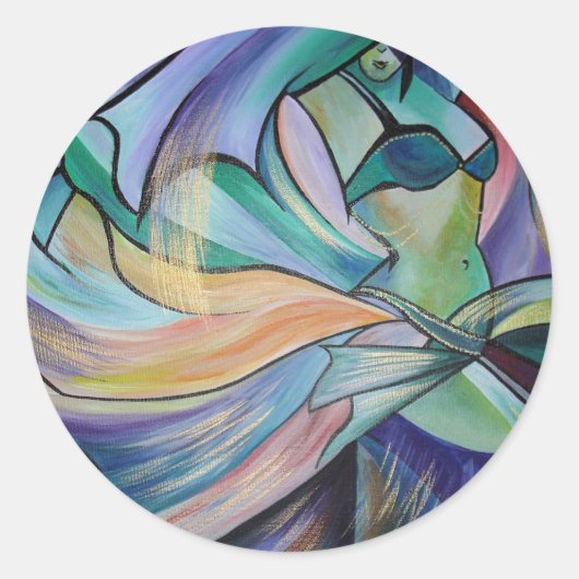 Bauchtänzer aus dem Nahen Osten mit Pastelschleier Runder Aufkleber (Vorderseite)