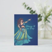 Bauchtänzerin Ruby Teal Art Postkarte (Stehend Vorderseite)