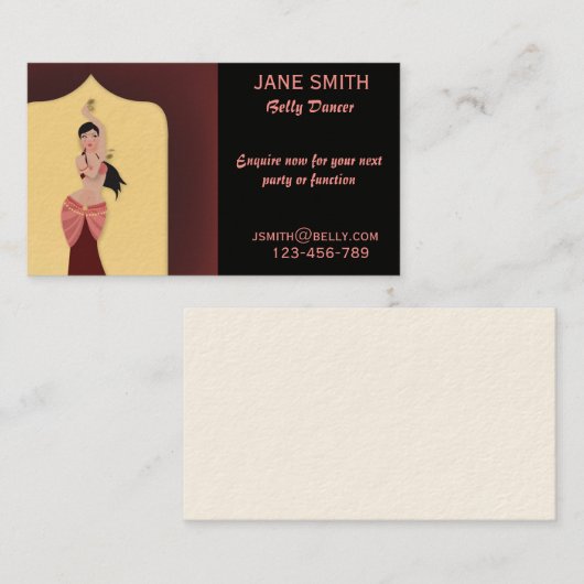 Bauchtänzerinunterhaltung Visitenkarte (Vorne/Hinten)