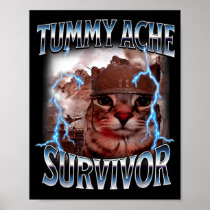 Bauchweh-Überlebender lustiger Katzen-Meme hat heu Poster