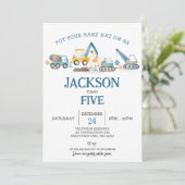 BauDigger Boys Geburtstagsparty Einladung (Stehend Vorderseite)