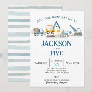 BauDigger Boys Geburtstagsparty Einladung