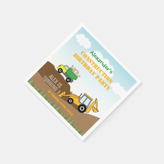 BauDigger Boys Geburtstagsparty Serviette (Ecke)