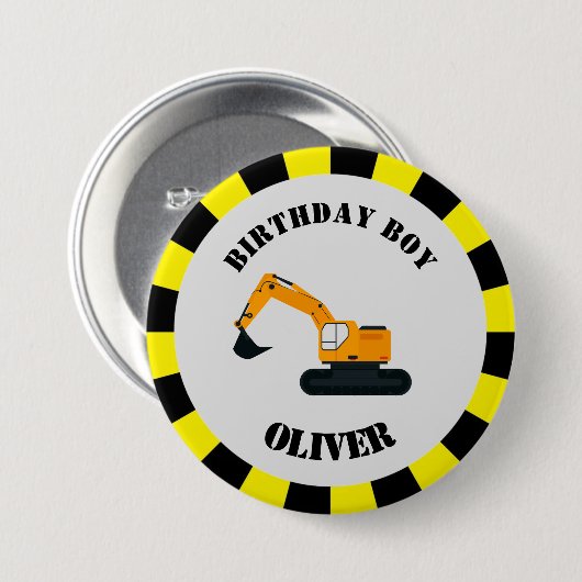 BauDiggers Birthday Boy Abzeichen Button (Vorne & Hinten)