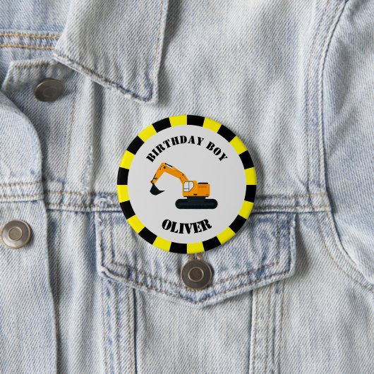 BauDiggers Birthday Boy Abzeichen Button (Beispiel)