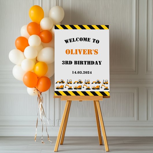 BauDiggers Geburtstagsparty Willkommenspender Poster