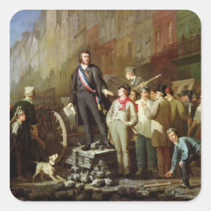 Baudin an der Barrikade von Faubourg Quadratischer Aufkleber