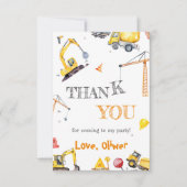 Baudump Truck Boy Birthday Gelb Dankeskarte (Vorderseite)