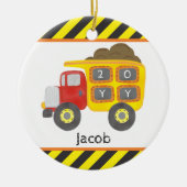 Baudump Truck Boy Foto Keepake Keramik Keramik Ornament (Vorne)