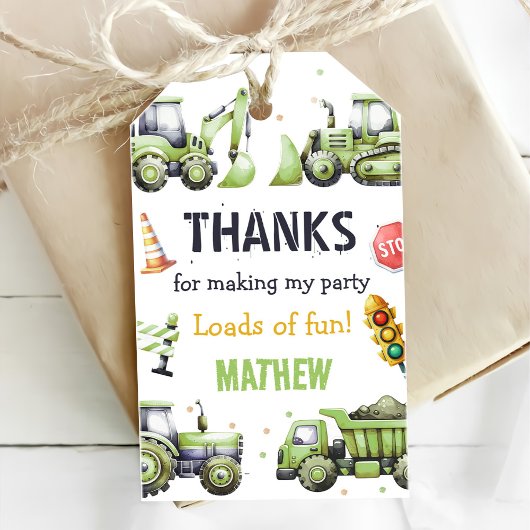 Baudump Truck Digger 1. Geburtstag Geschenkanhänger