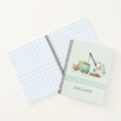 Baudump Truck Soft Green Blue Boy Name Notizblock (Innenseite)