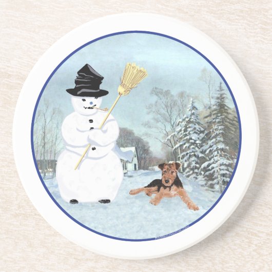 Baue einen Schneemann Getränkeuntersetzer (Vorne)