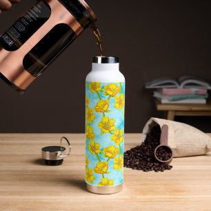 Baue mir illustrierte gelbe Blüten auf den Schmett Trinkflasche