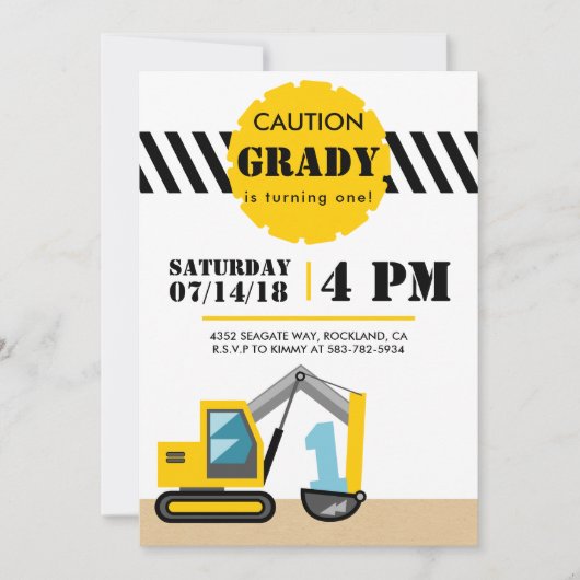 Baueinladung 1. Geburtstag erste Einladung (Vorderseite)