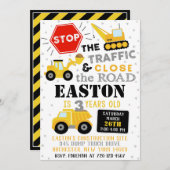 Baueinladung | Junge zum Geburtstag Einladung (Vorne/Hinten)