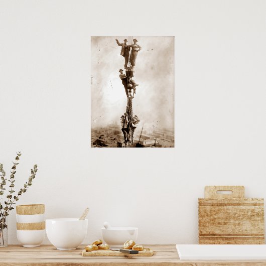 Baueisenarbeiter fahren ab poster (Küche)