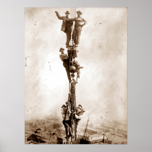 Baueisenarbeiter fahren ab poster