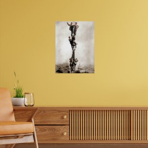 Baueisenarbeiter fahren ab poster