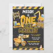 Bauen, Hüftwagen 1. Geburtstag Einladung (Vorderseite)