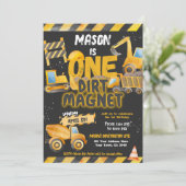 Bauen, Hüftwagen 1. Geburtstag Einladung (Stehend Vorderseite)