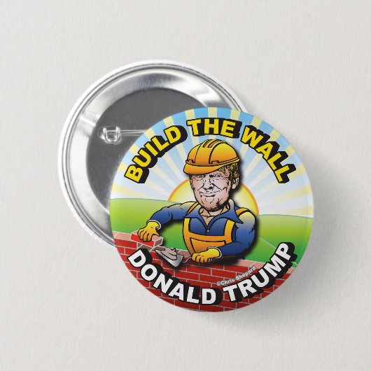 BAUEN SIE DIE WALL DONALD TRUMP BRICK LAYER MASON BUTTON (Vorne & Hinten)