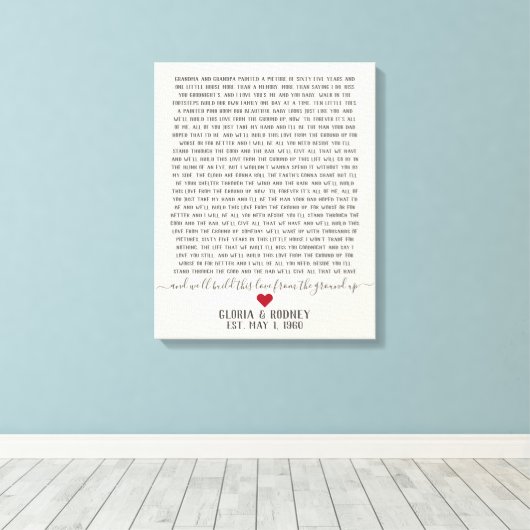 Bauen Sie diese Liebe aus dem Jubiläumsgeschenk Leinwanddruck (Insitu (Holzboden))