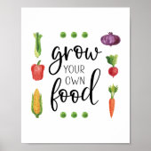 Bauen Sie Ihre eigenen Lebensmittel Aquarellgarten Poster (Vorne)