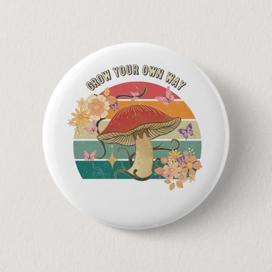 Bauen Sie Ihren eigenen Weg Retro-Pilz Button (Vorderseite)