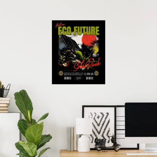 Bauen Sie unsere Öko Zukunft - Solarpunk-Zine-Post Poster (Heimbüro)