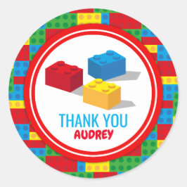 Bauen und Spielen von Blöcken zum Geburtstag Runder Aufkleber