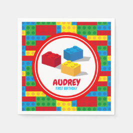 Bauen und Spielen von Blöcken zum Geburtstag Serviette