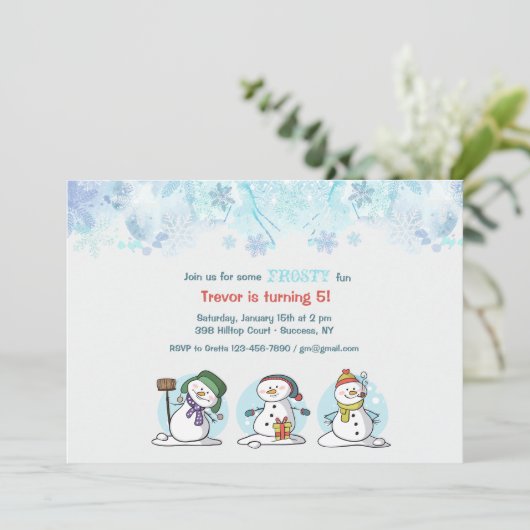 Bauen wir eine Snowman-Einladung auf Einladung (Stehend Vorderseite)