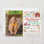 Bauer Aquarell Geburtstag Einladung mit Foto (Vorderseite)