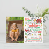 Bauer Aquarell Geburtstag Einladung mit Foto (Stehend Vorderseite)