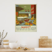 Bauer auf dem Lebensmittelmarkt vermarkten WPA-Vin Poster (Küche)