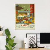 Bauer auf dem Lebensmittelmarkt vermarkten WPA-Vin Poster (Heimbüro)