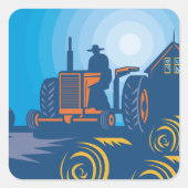 Bauer auf einem Zugfahrzeug Quadratischer Aufkleber (Vorderseite)