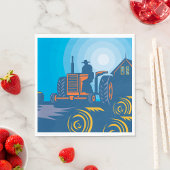 Bauer auf einem Zugfahrzeug Serviette