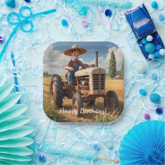 Bauer auf Zugmaschine Pappteller (Party)