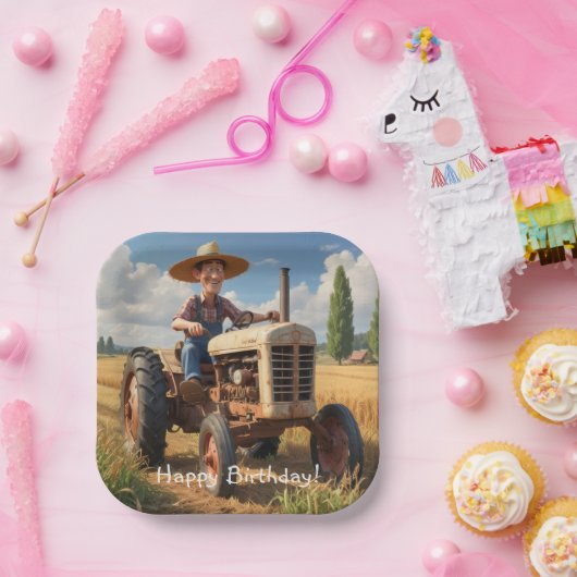 Bauer auf Zugmaschine Pappteller (Party)