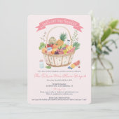 Bauer Basket vom Markt Blumenstrauß Brautparty Einladung (Stehend Vorderseite)