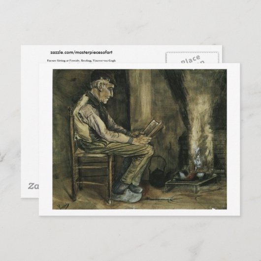 Bauer bei Fireside Reading, Vincent van Gogh Postkarte (Vorne/Hinten)