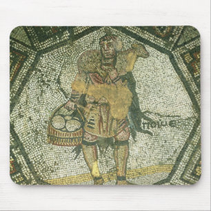 Bauer, der ein Mutterschaf und einen Korb des Mousepad