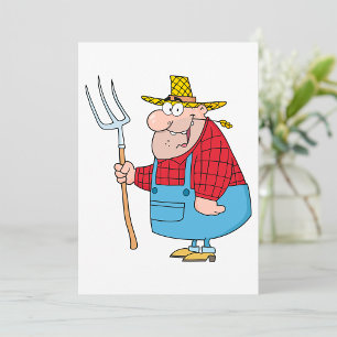 Bauer, der eine Gabel trägt Einladung