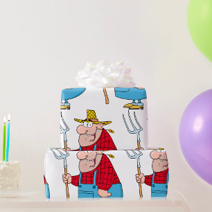 Bauer, der eine Gabel trägt Geschenkpapier