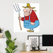 Bauer, der eine Gabel trägt Poster (Heimbüro)