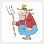 Bauer, der eine Gabel trägt Quadratischer Aufkleber (Vorderseite)