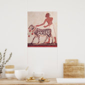 Bauer, der eine Kuh zum Opfer führt Poster (Küche)